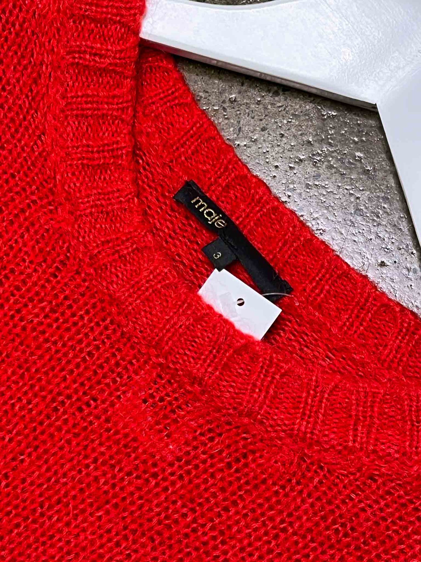 Size 3 (M) | Maje Red Mohair Blend Knit Jumper