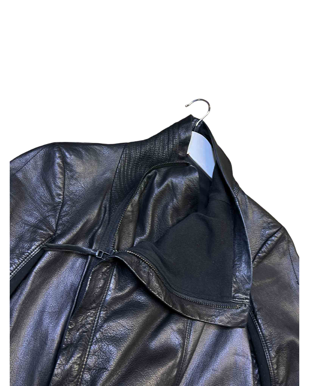 Size 3 (12) | Husk Cropped Black Leather Funnel Jacket