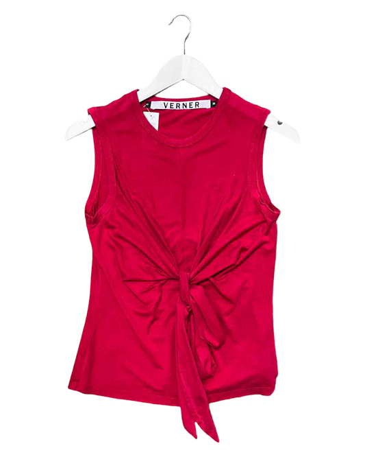 Size S | Verner Red Ruched Tie Top