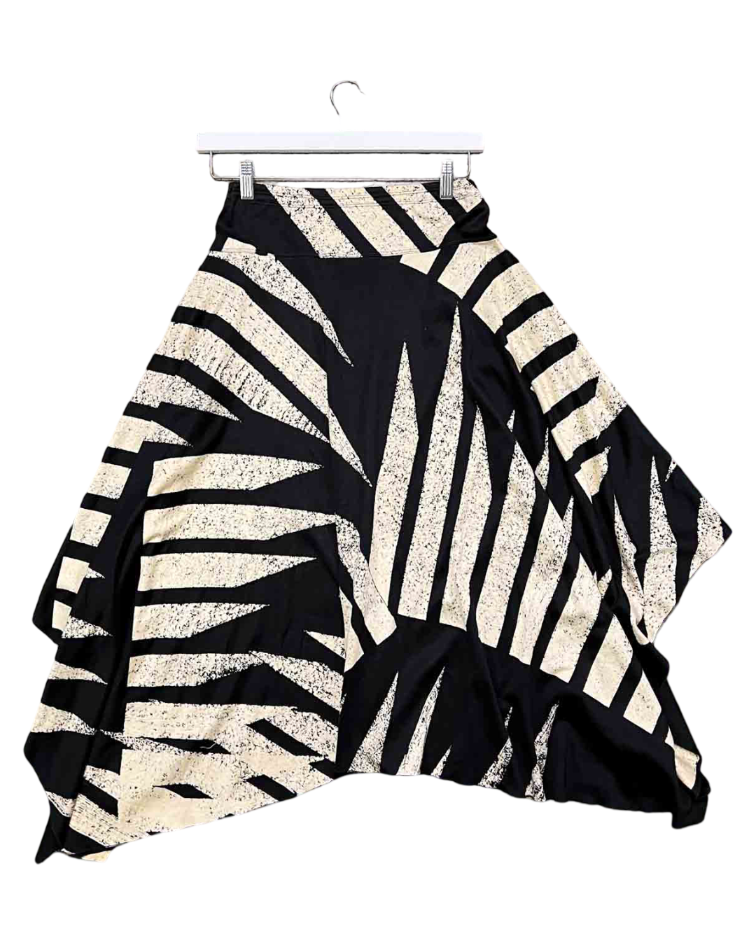 Size 10 (M) | Junko Koshino Black/Beige Asymmetric Midi Skirt