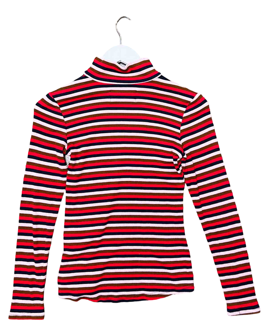 Size 8 | Kuwaii Striped Tutrle-Neck Stretch Top