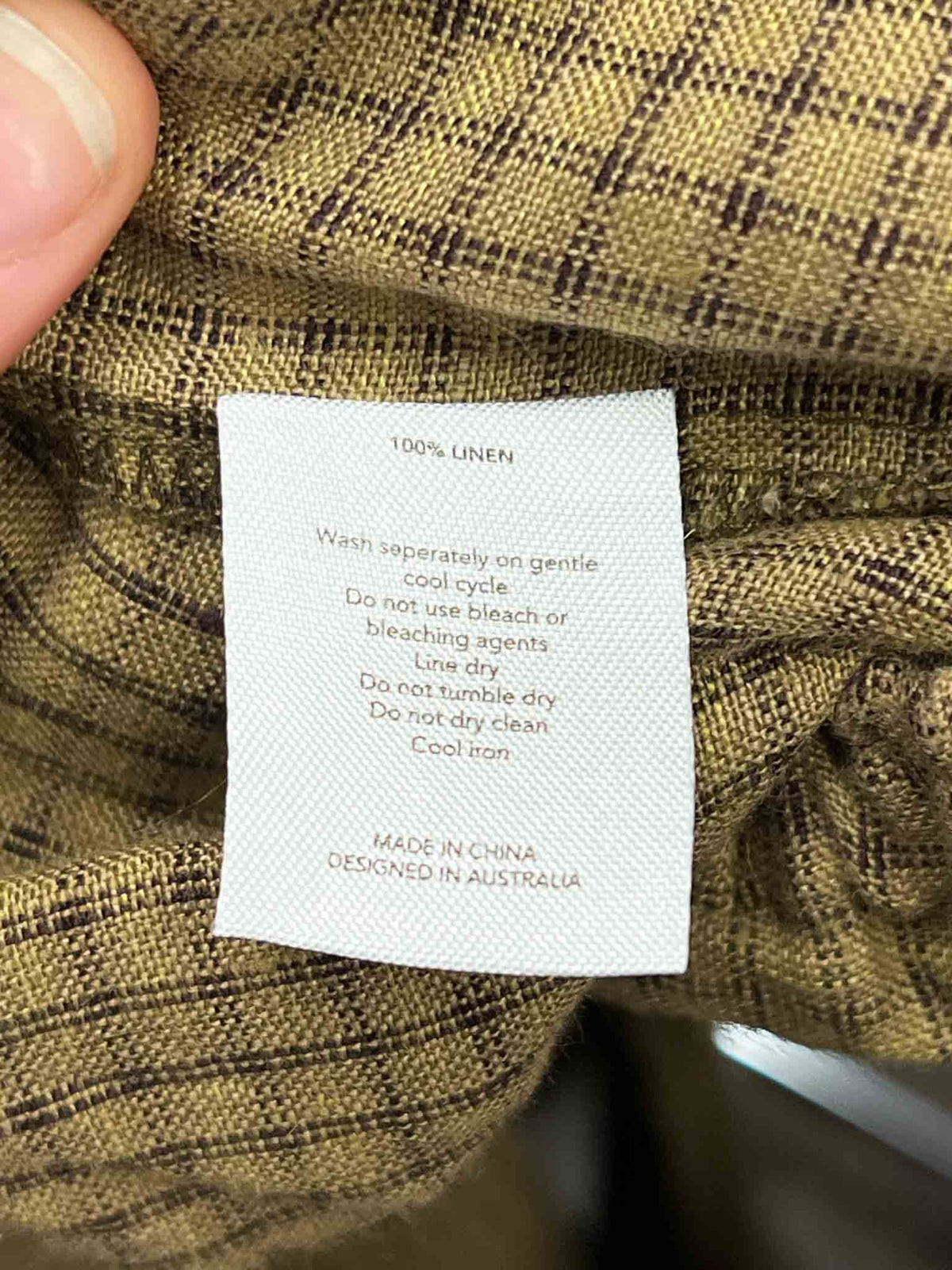 Size L | Deiji Studios Brown Check Linen Ease Trouser