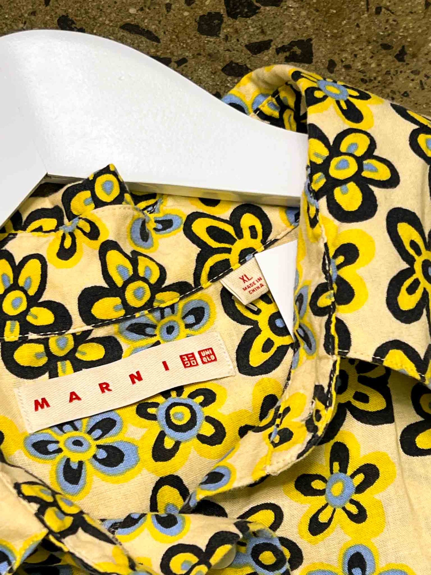 Size XL | Marni x Uniqlo Yellow Floral Shirt