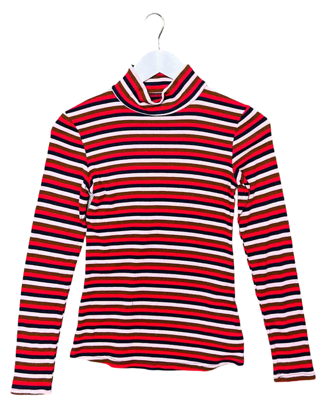 Size 8 | Kuwaii Striped Tutrle-Neck Stretch Top