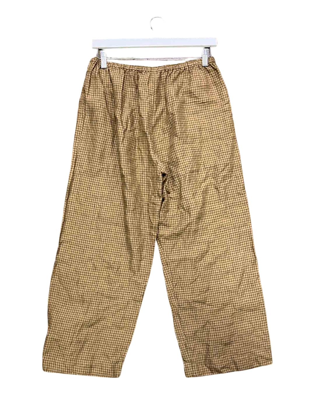 Size L | Deiji Studios Brown Check Linen Ease Trouser