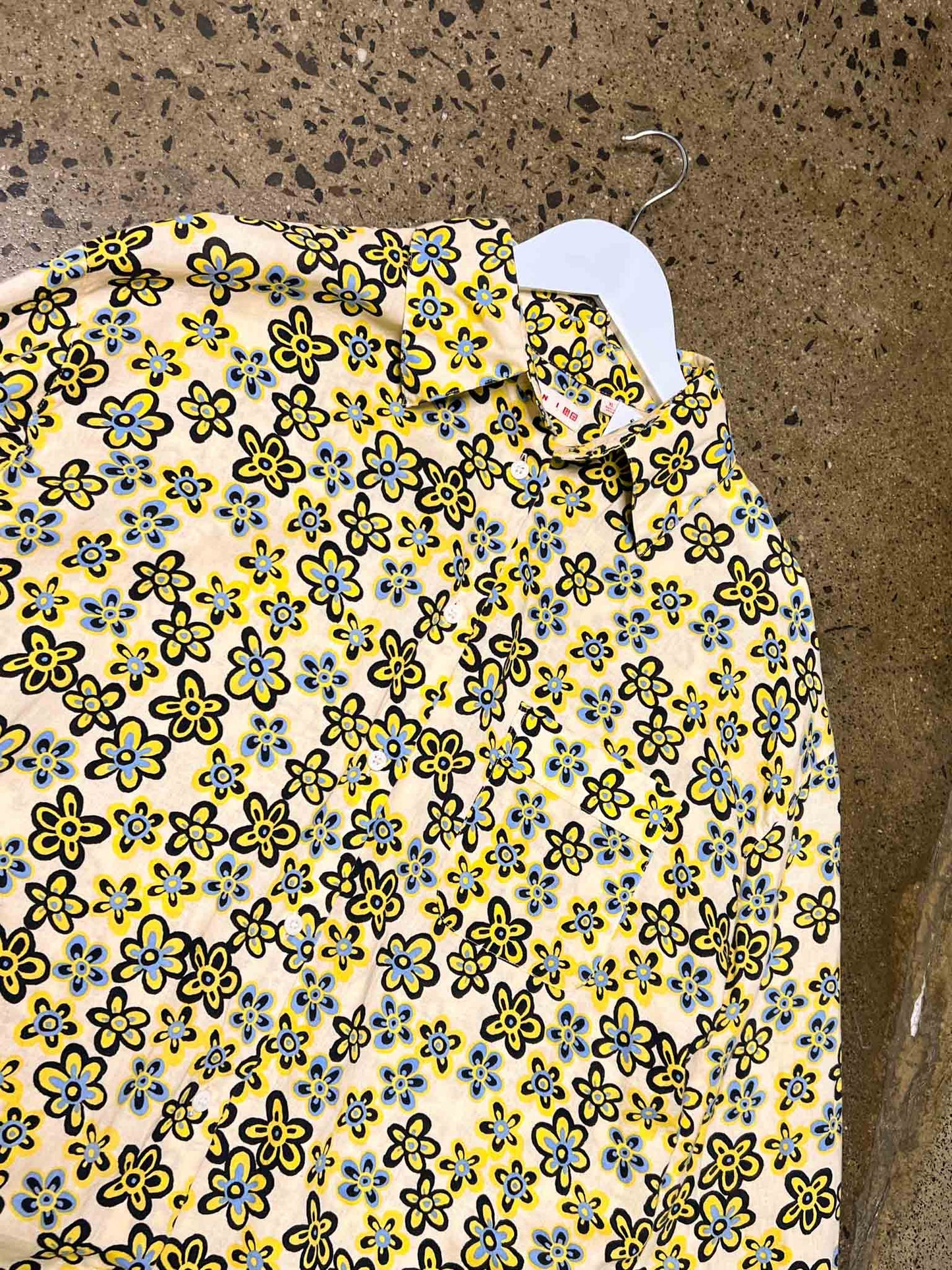 Size XL | Marni x Uniqlo Yellow Floral Shirt