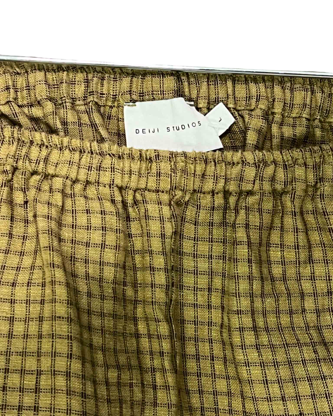 Size L | Deiji Studios Brown Check Linen Ease Trouser