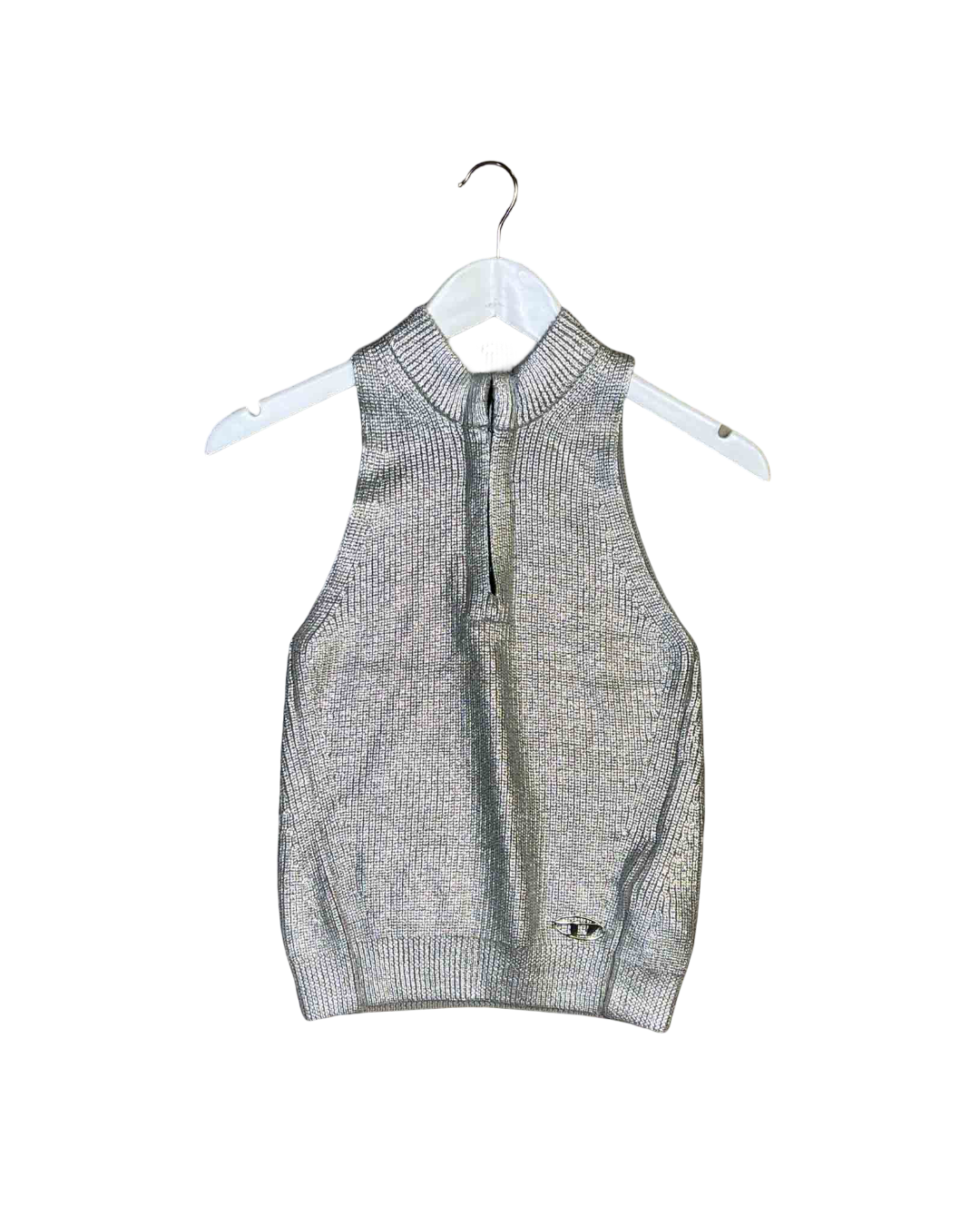 Size S | Diesel M-Addalena Silver Wool Tank Top