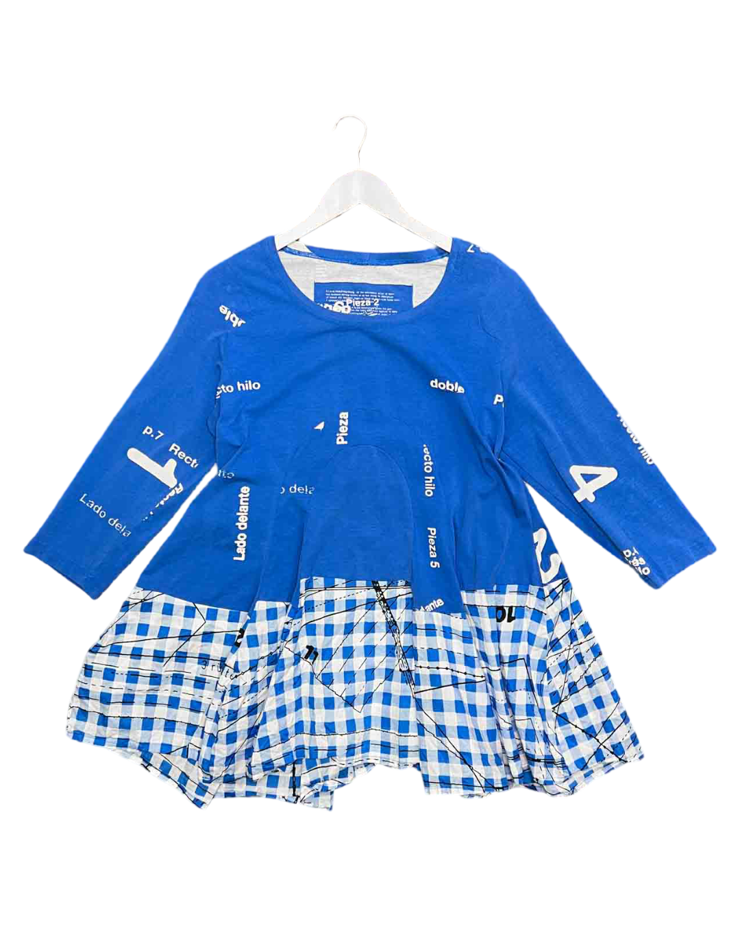 Size L | Rundholz Blue Gingham Peplum Top