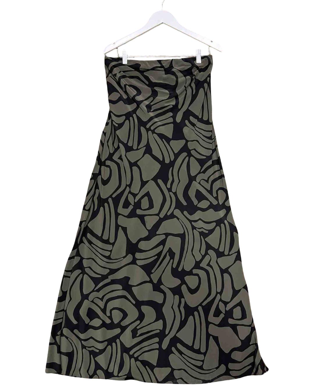 Size 10 | Matteau Green and Black Silk Bias Column Dress