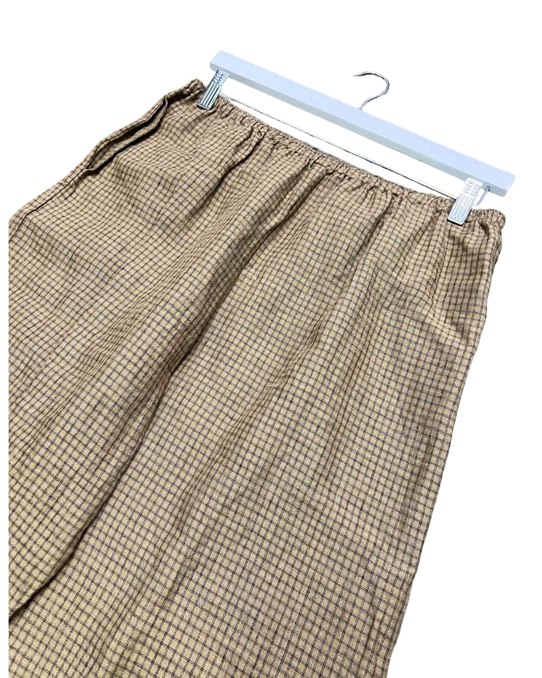 Size L | Deiji Studios Brown Check Linen Ease Trouser