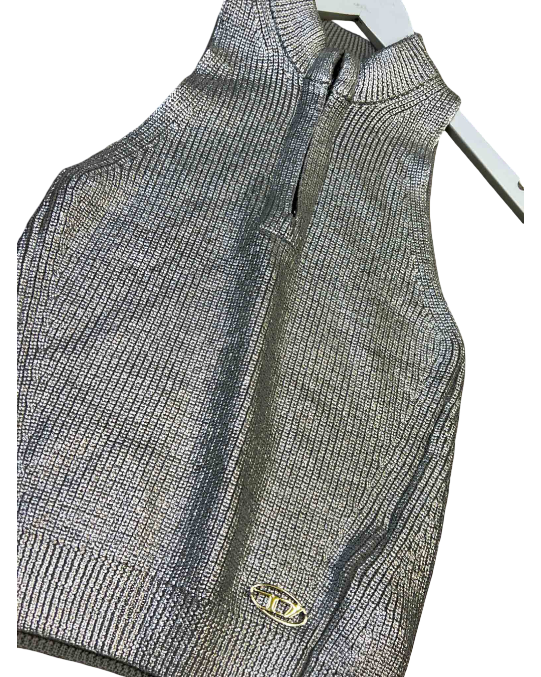 Size S | Diesel M-Addalena Silver Wool Tank Top