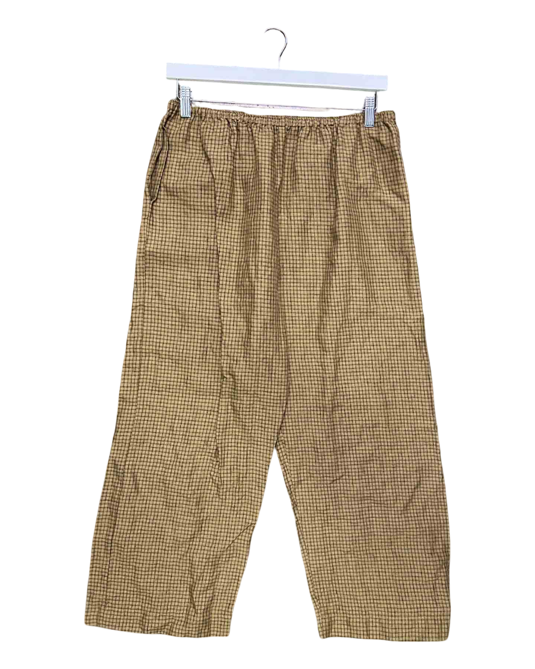 Size L | Deiji Studios Brown Check Linen Ease Trouser