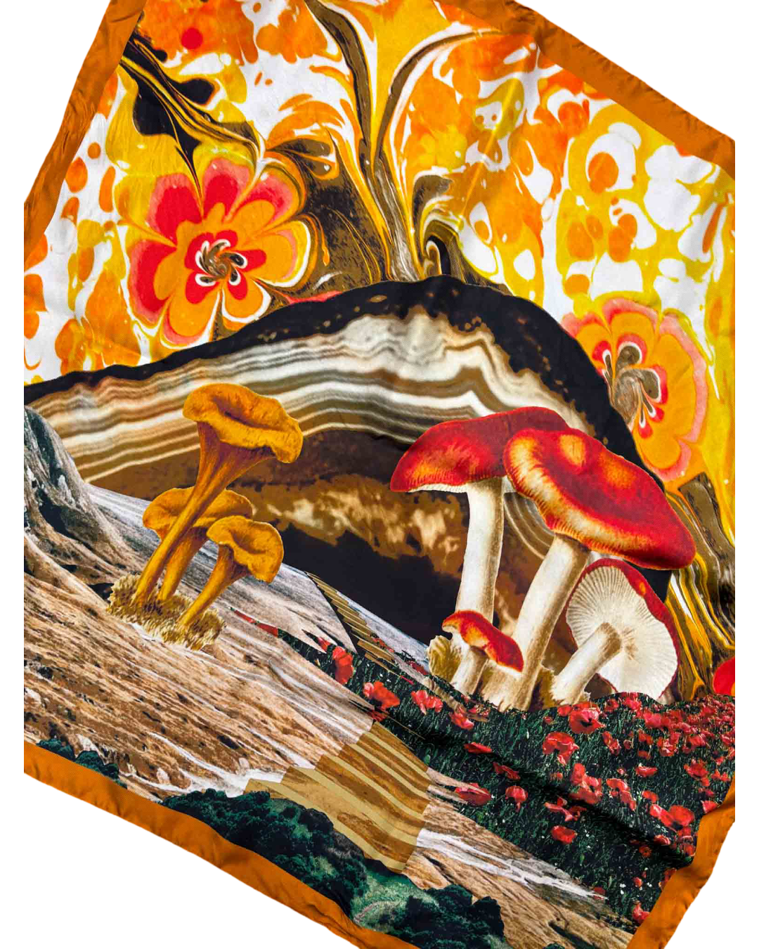 Acne Studios Orange Silk Mushroom Scarf