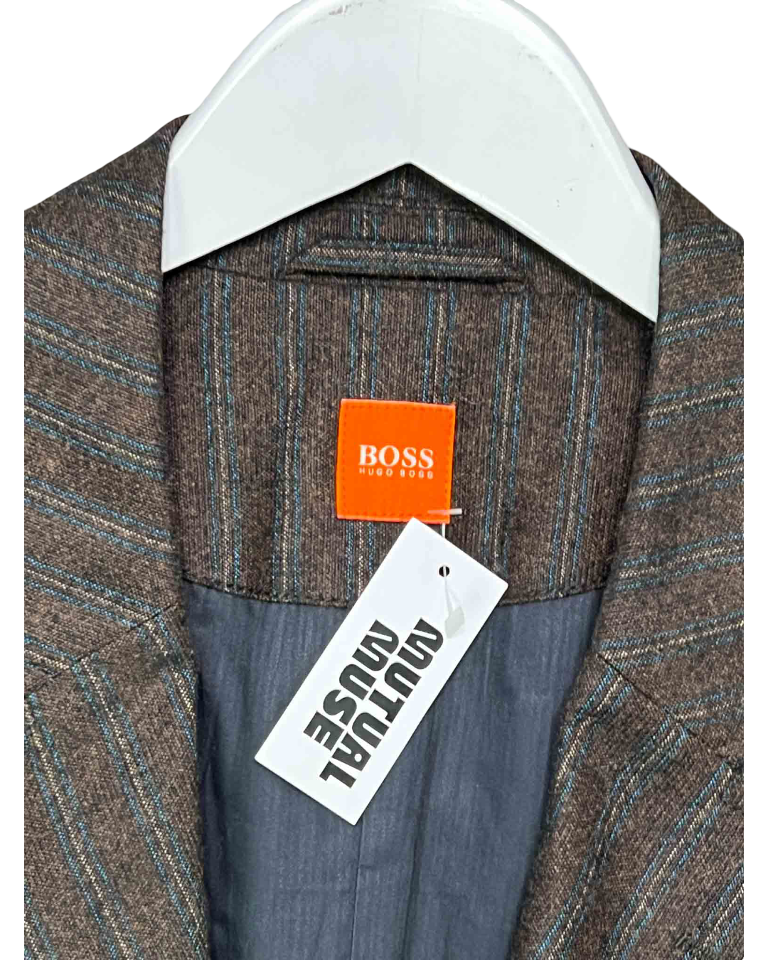 Size XL | Hugo Boss Brown Pinstripe Wool Blazer