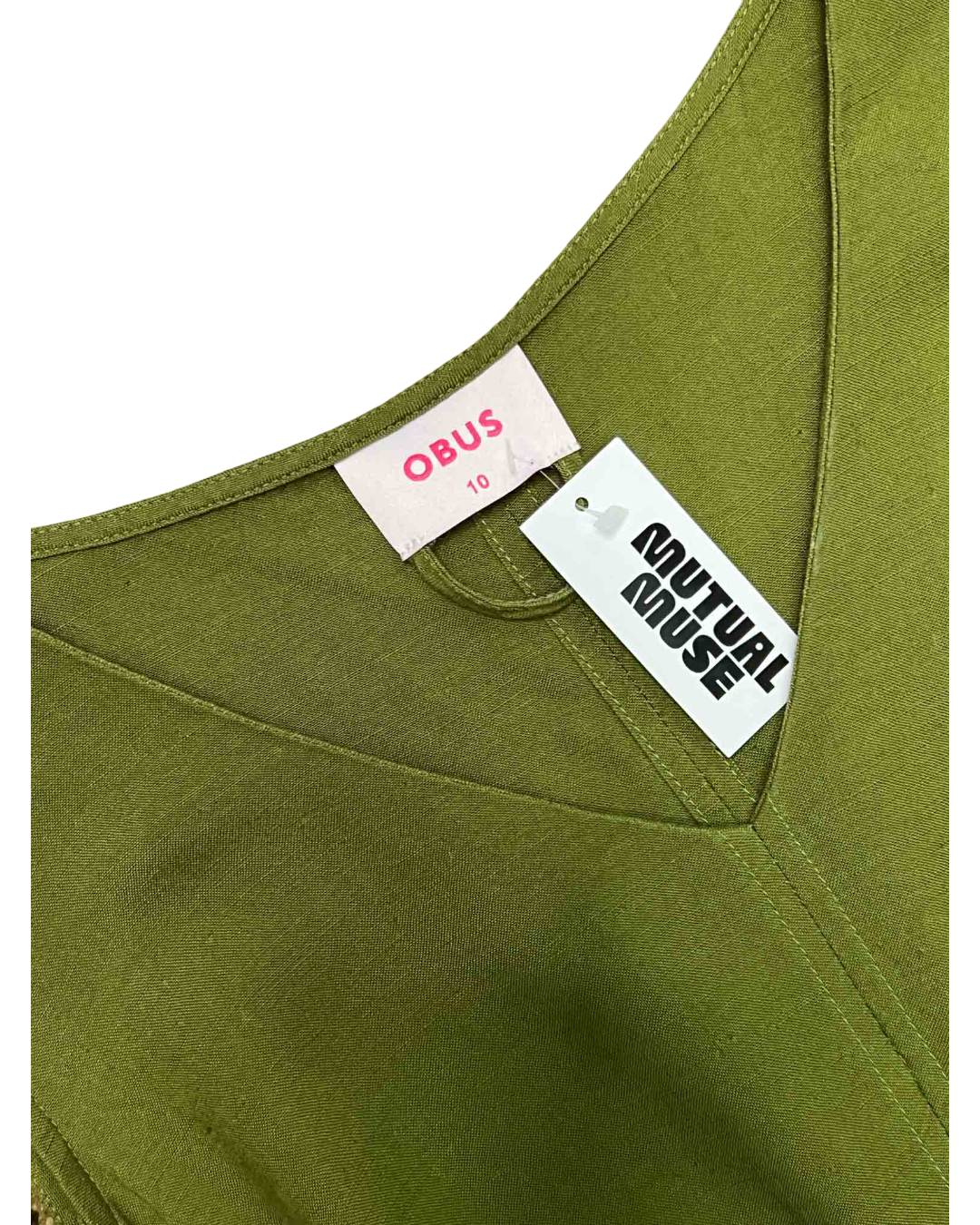 Size 10 | Obus Green Linen Shift Dress