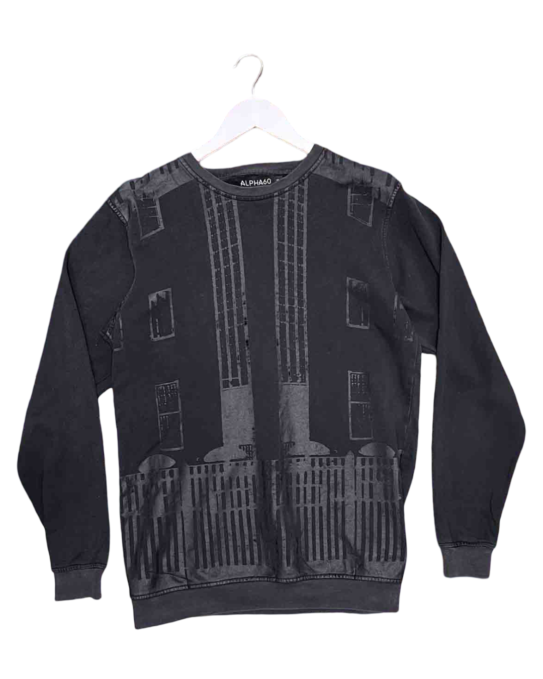 Size S | Alpha60 Black Architectural Print Jumper