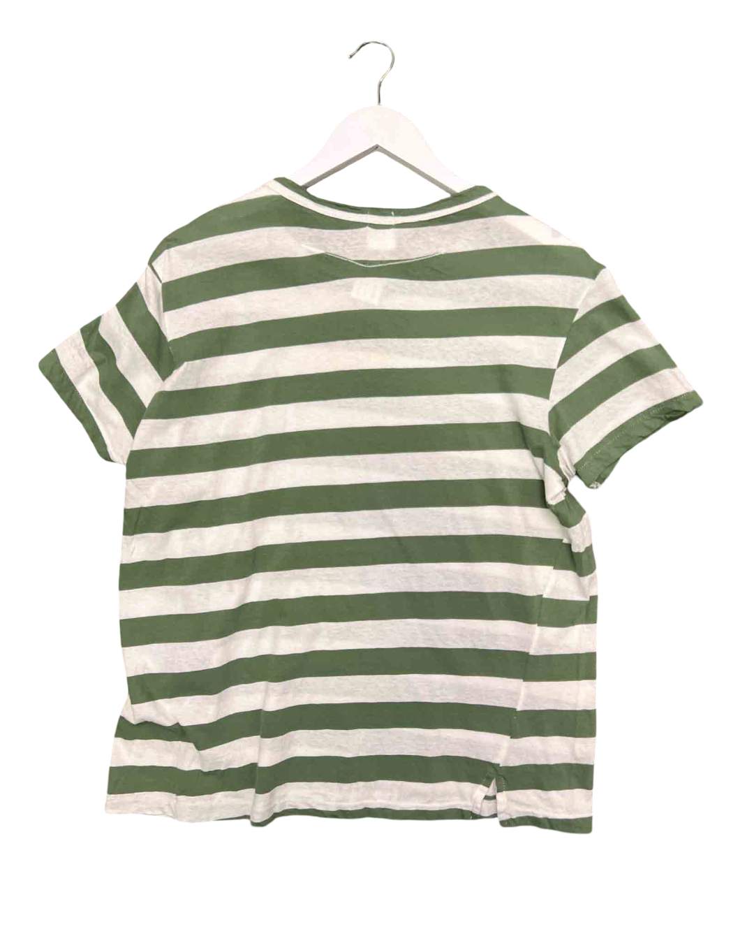 Size S | Bassike Green Striped T-Shirt