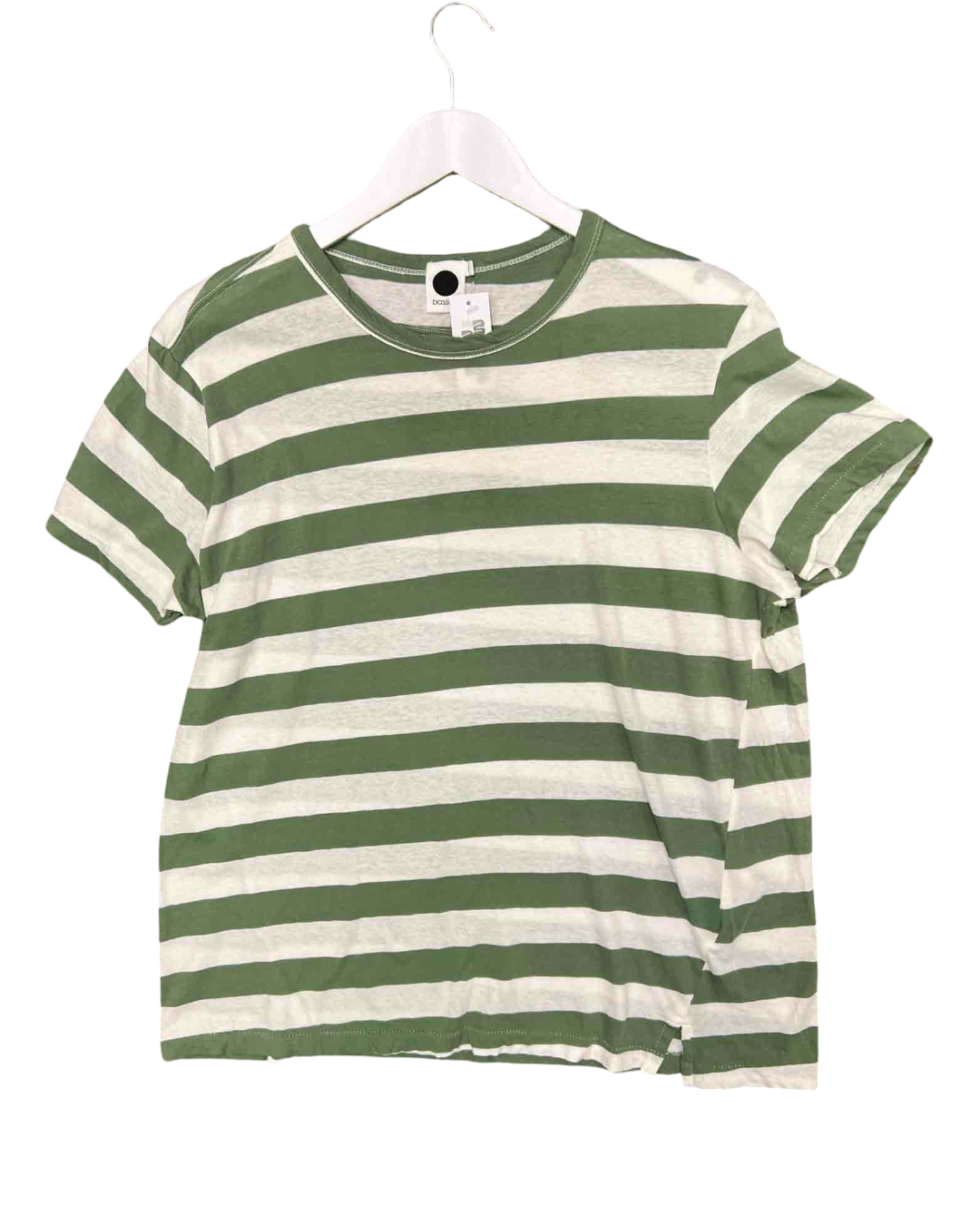 Size S | Bassike Green Striped T-Shirt