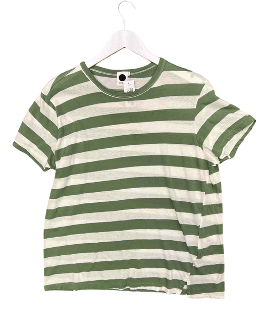 Size S | Bassike Green Striped T-Shirt