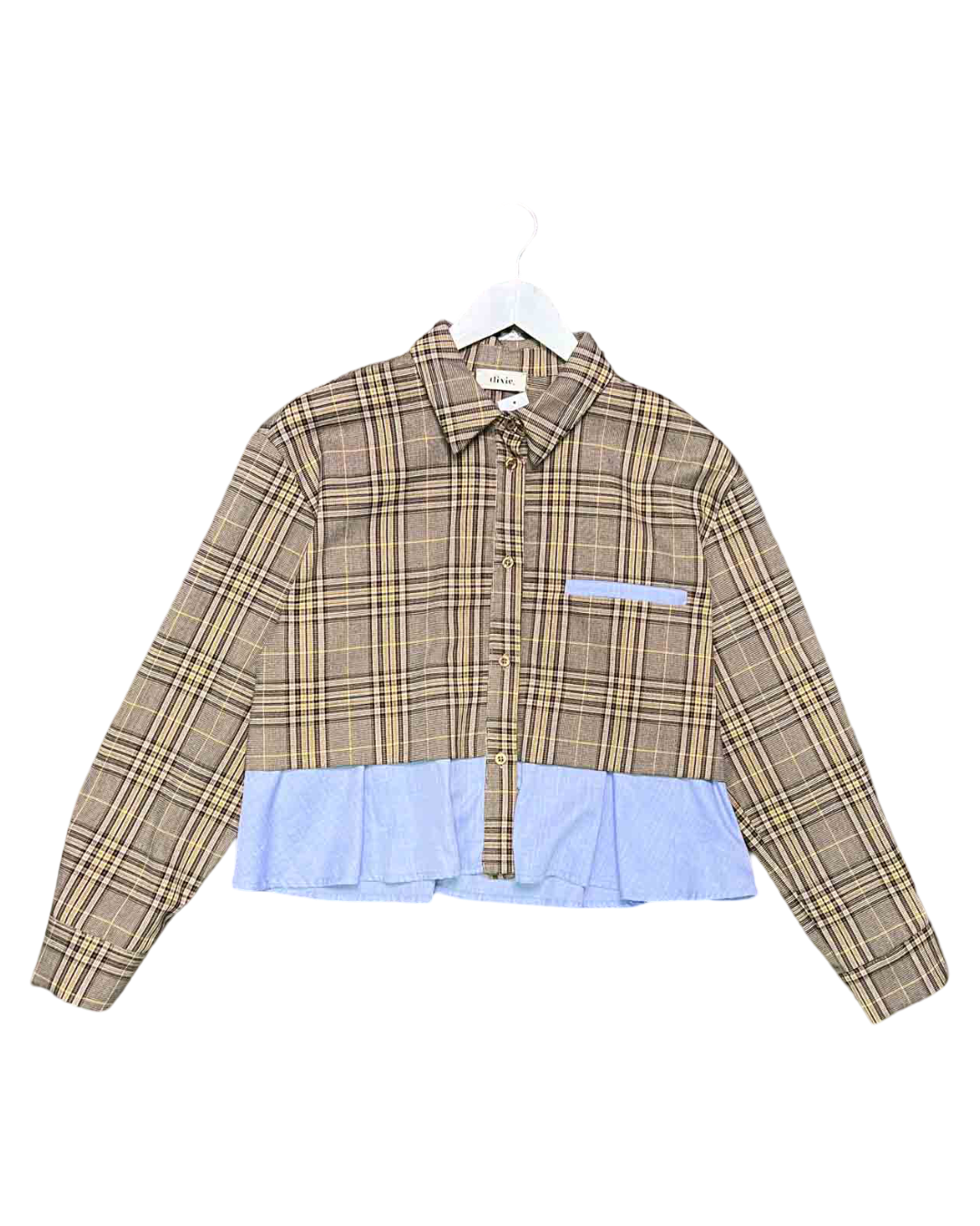 Size S | Dixie Cropped Patchwork Plaid Shirt