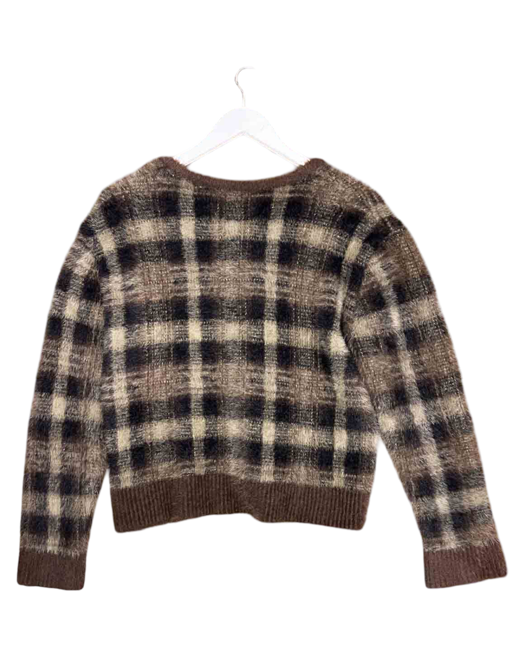Size S | Unif Brown Fluffy Check Cardigan