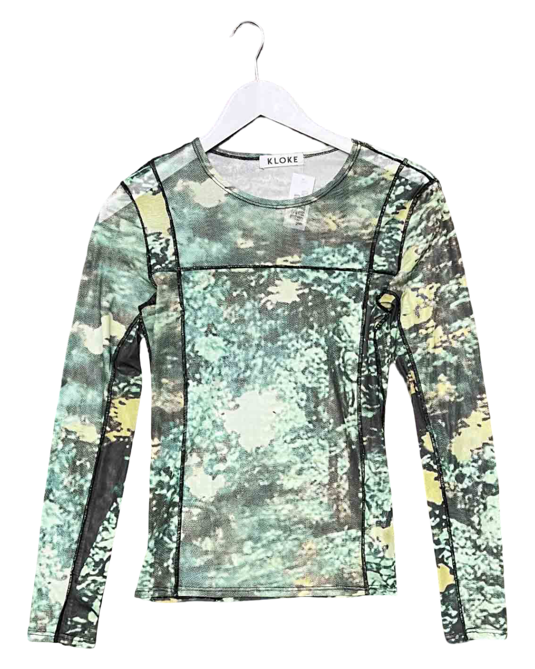 Size S | Kloke Abstract Forest Mesh Long-Sleeve Top