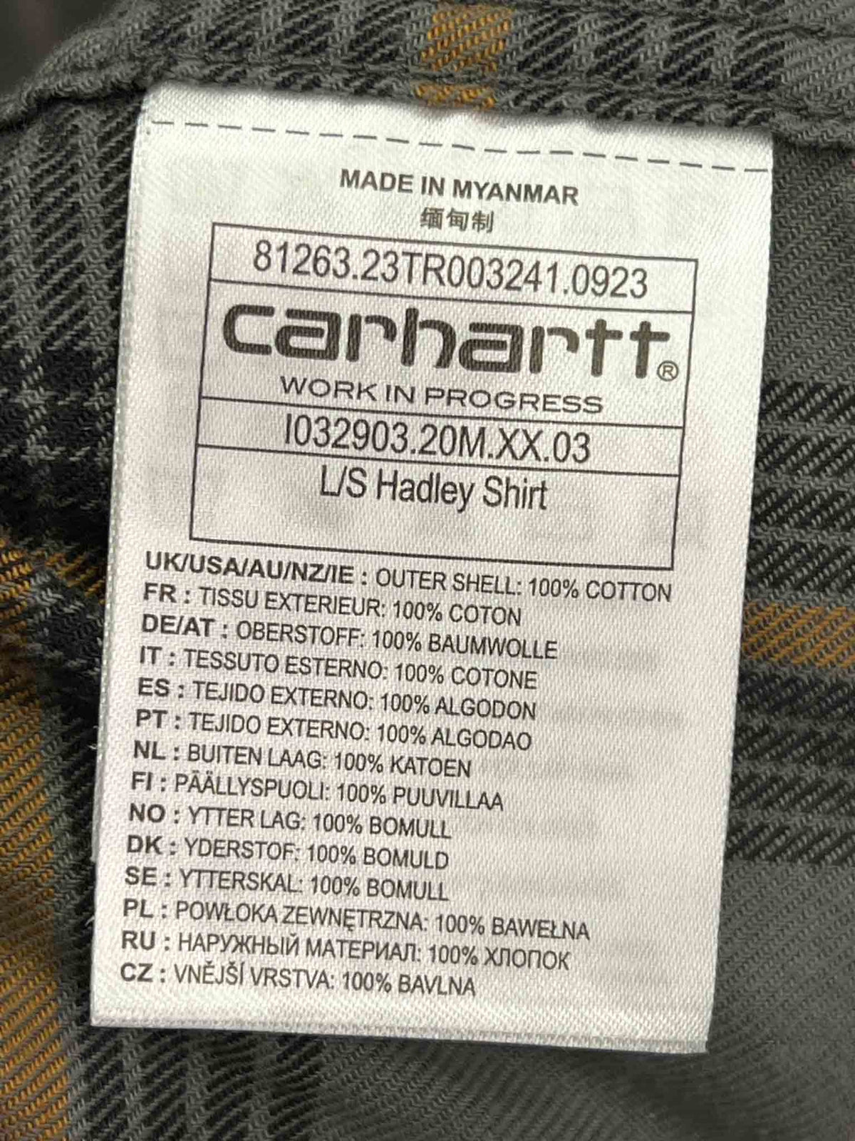 Size L | Carhartt Grey Plaid Flannel Hadley Shirt