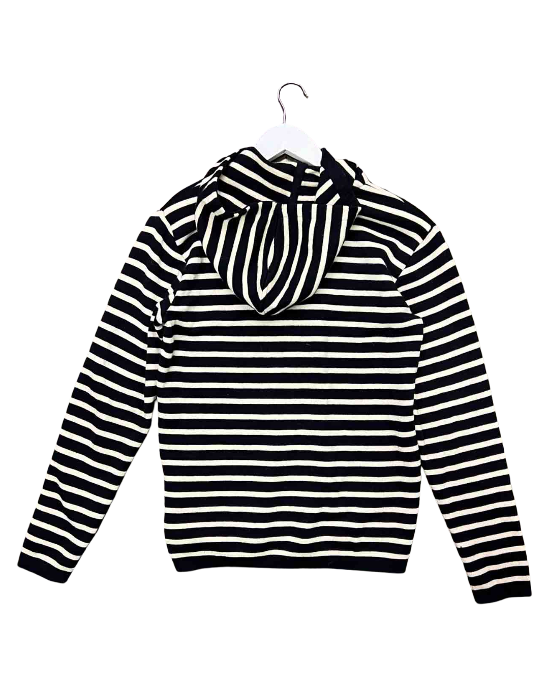 Size S | SNS Herning Black and White Striped Wool Knit Hoodie