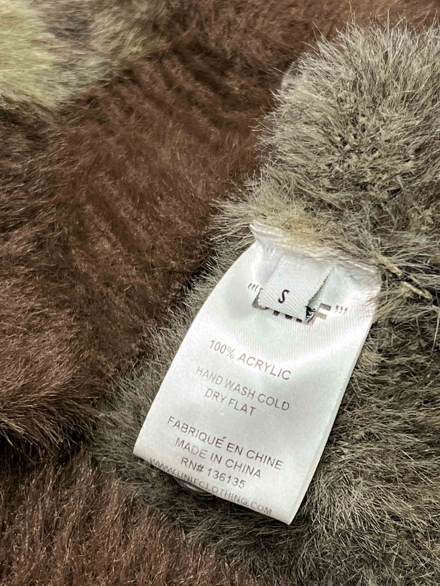 Size S | Unif Brown Fluffy Check Cardigan