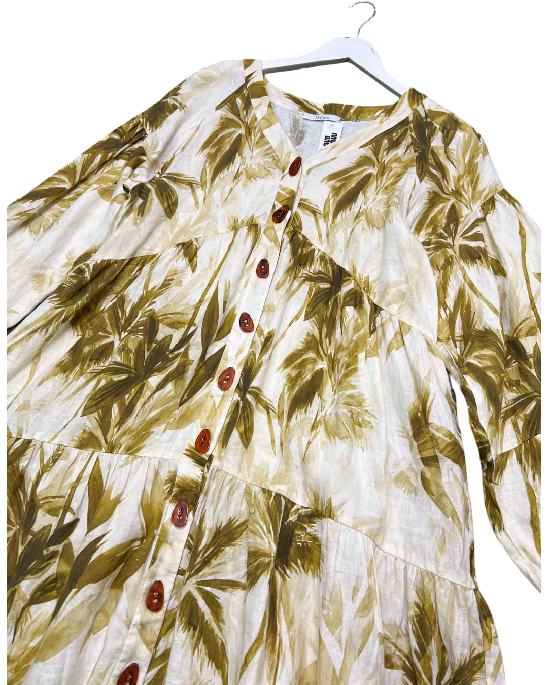 Size L | Morrison Beige and Green Fleur Dress