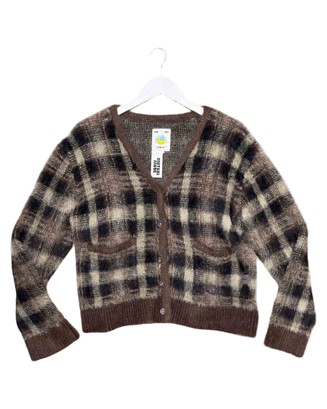 Size S | Unif Brown Fluffy Check Cardigan