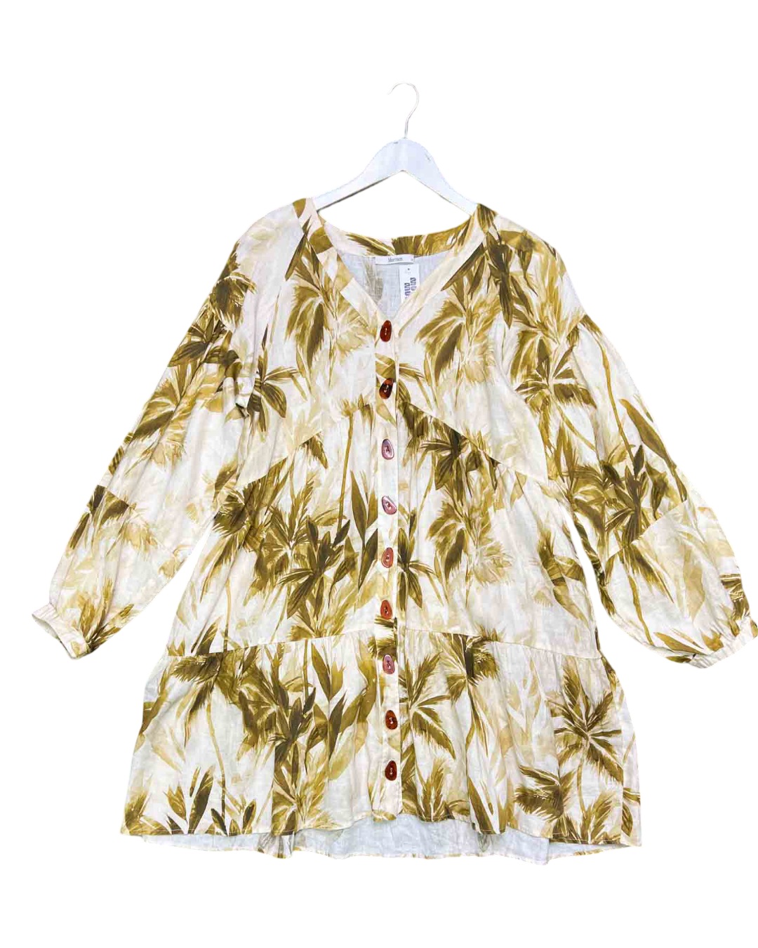 Size L | Morrison Beige and Green Fleur Dress