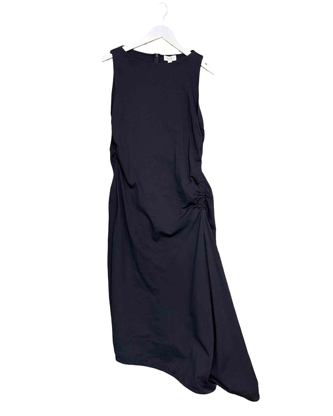 Size L | COS Ruched Sides Boat Neck Asym Dress