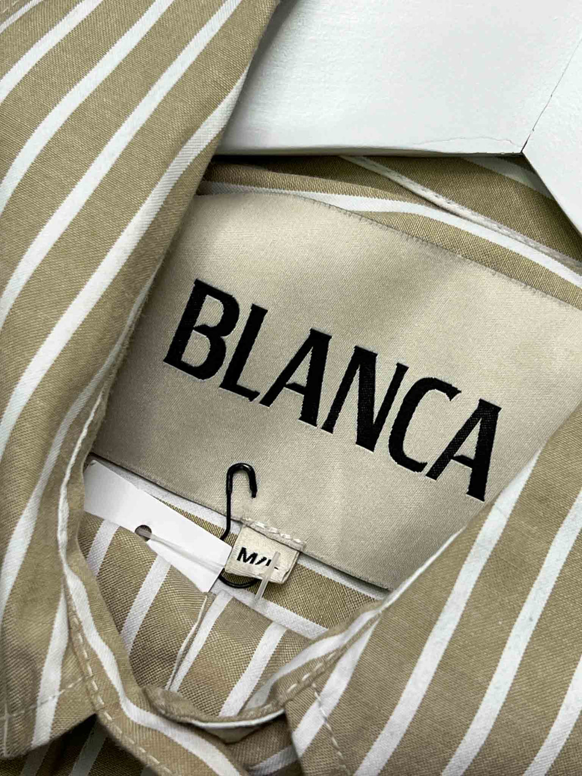 Size M/L | Blanca Beige Poplin Striped Shirt