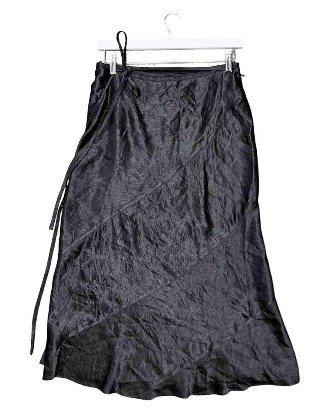 Size XXL (16) | Lee Matthews Black Satin Wrap Skirt