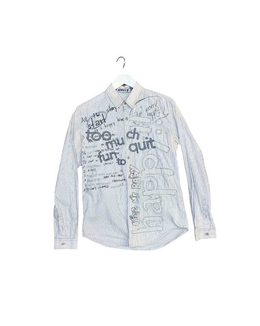 Size M | Desigual Striped Blue Button-Up Shirt