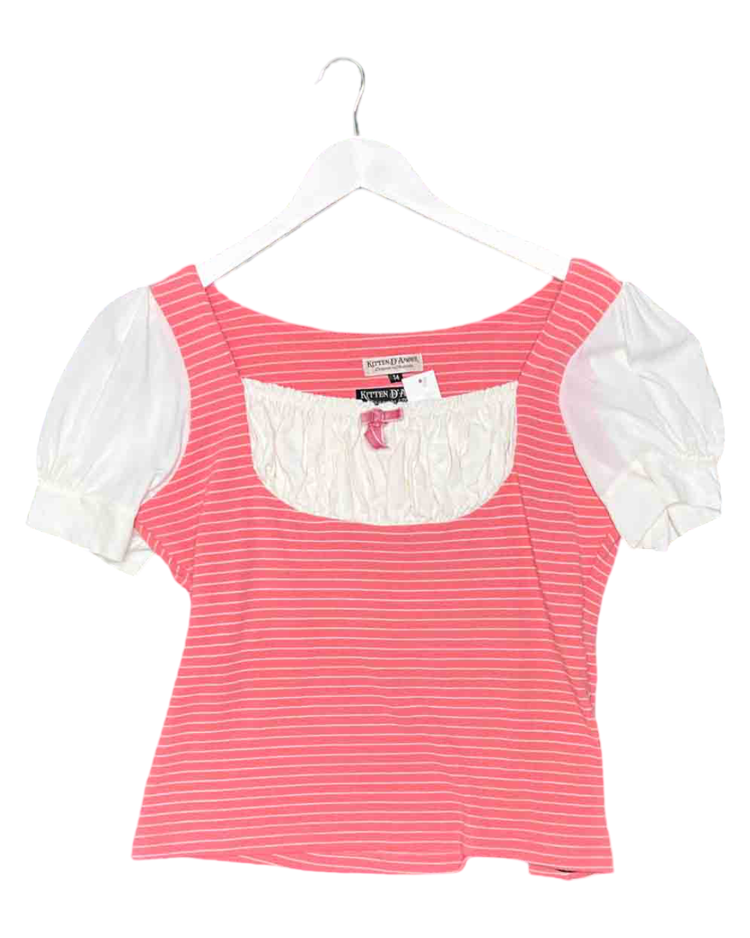 Size 14 (XL) | Kitten D'Amour Stripy Pink Top