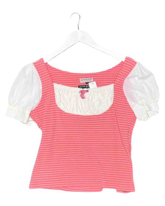 Size 14 (XL) | Kitten D'Amour Stripy Pink Top