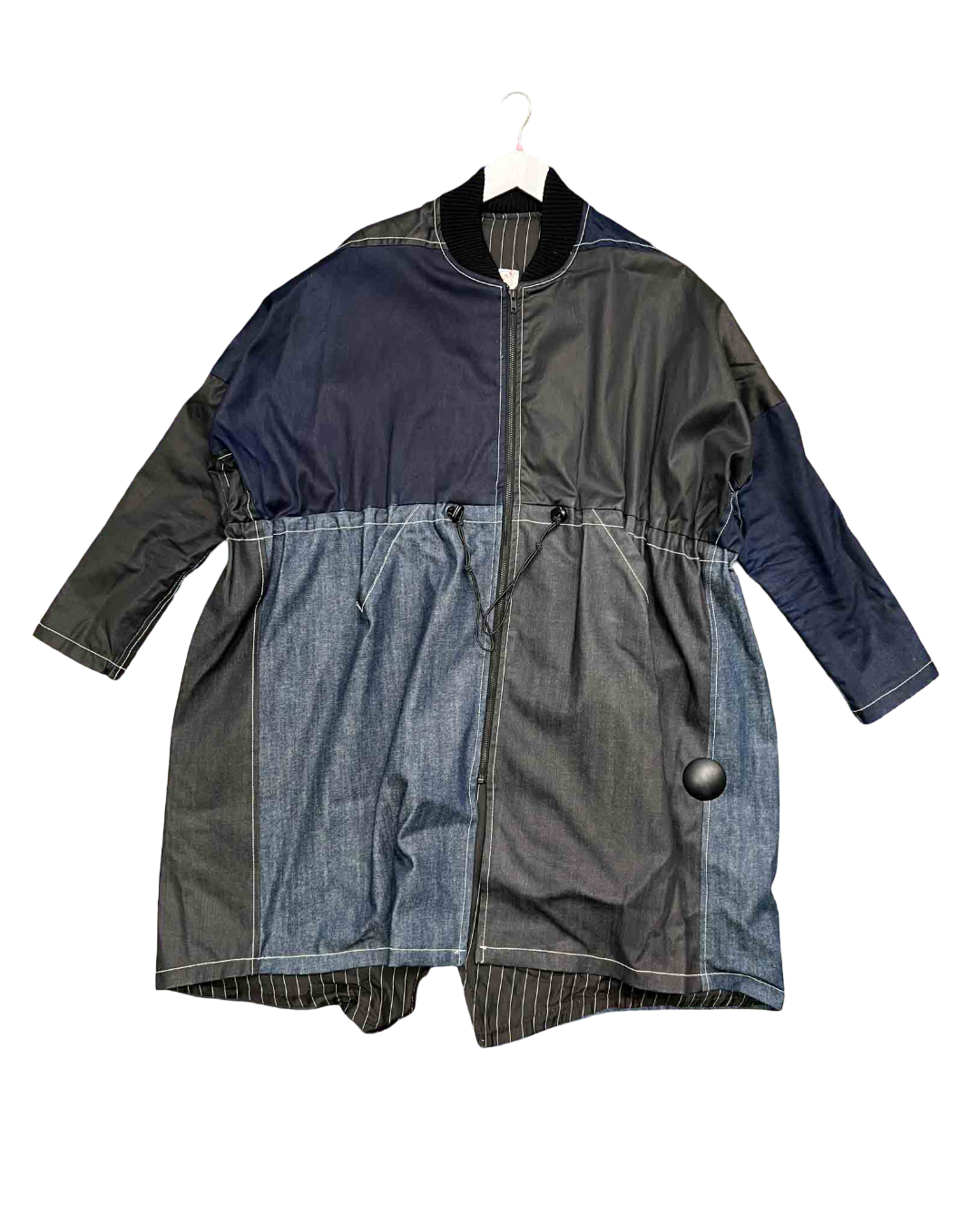 Size M/L | Fool Oversized Multi Fabric Panelled Longline Bomber Jacket