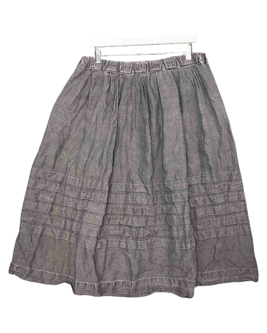 Sizer L | Manteau Noir Grey Linen Midi Skirt