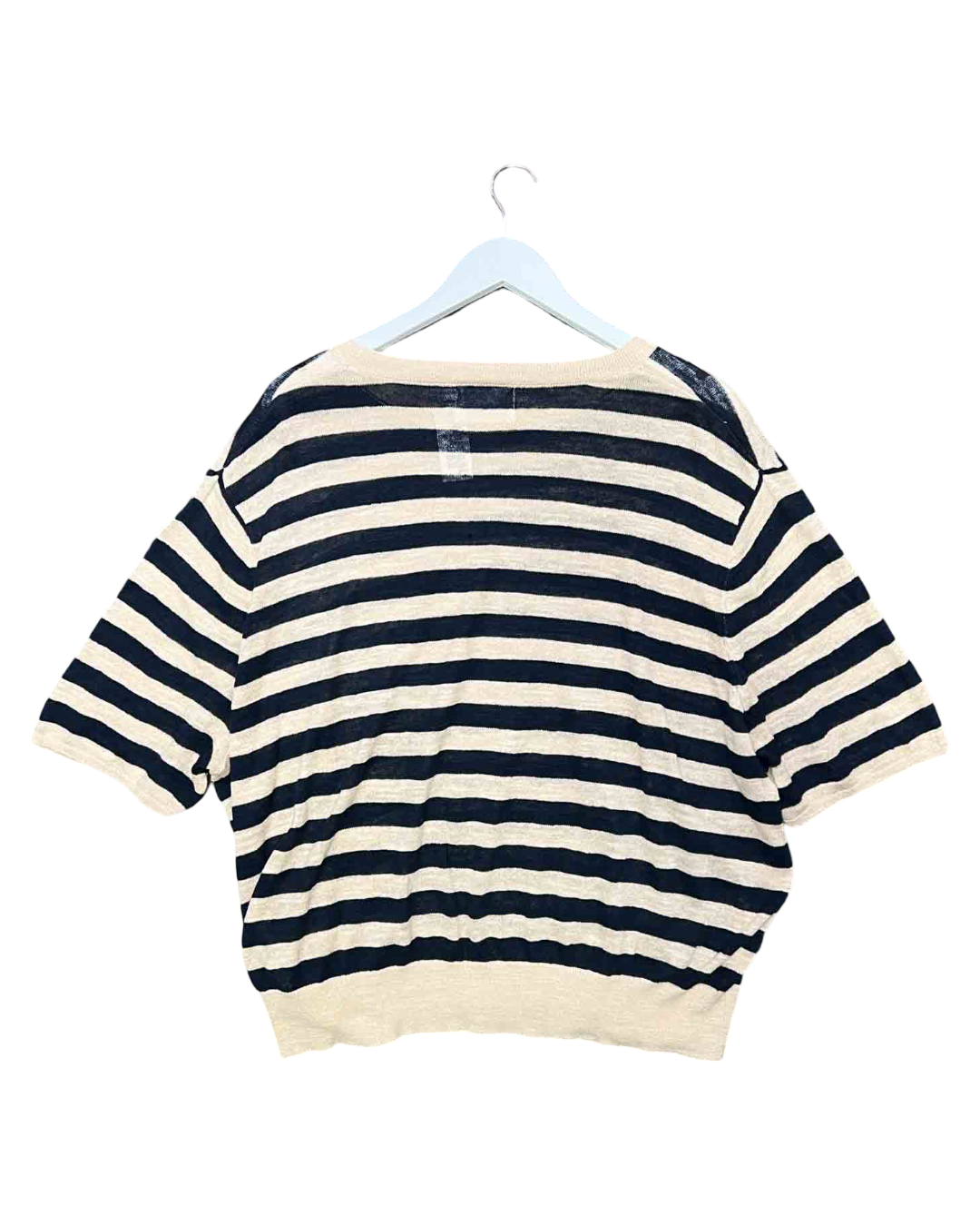 Size 5 (3XL) | Bassike Beige/Navy Striped Knit Jumper
