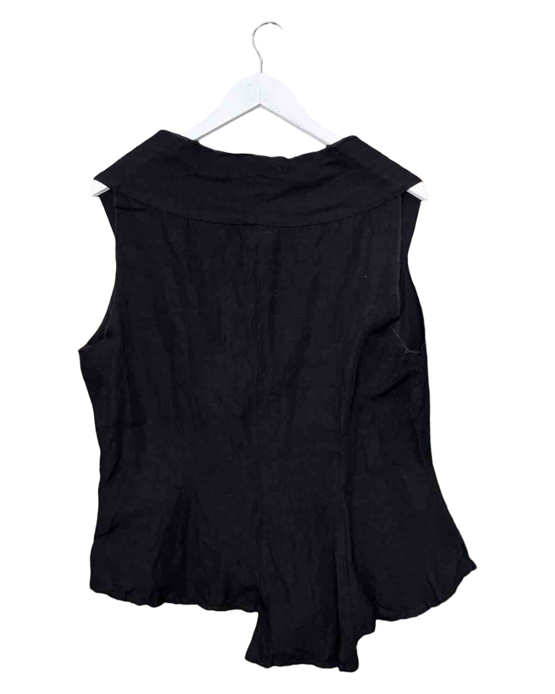 Size 14 (XL) | Kondo Tricot Black Linen Asymmetric Vest