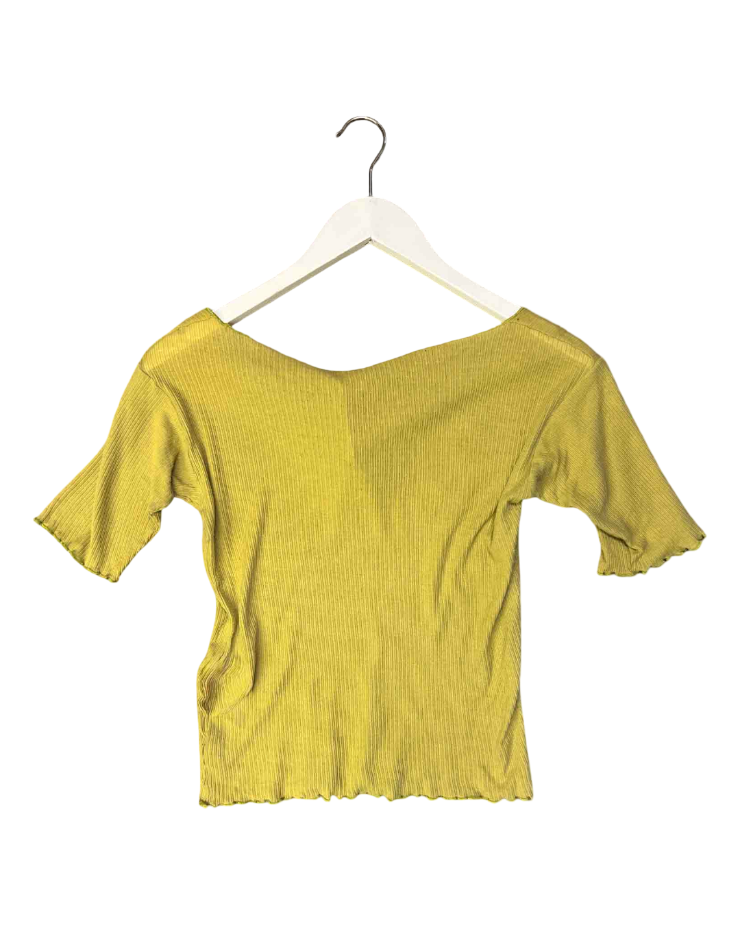 Size M | Baserange Green Ribbed Lettuce Hem Top
