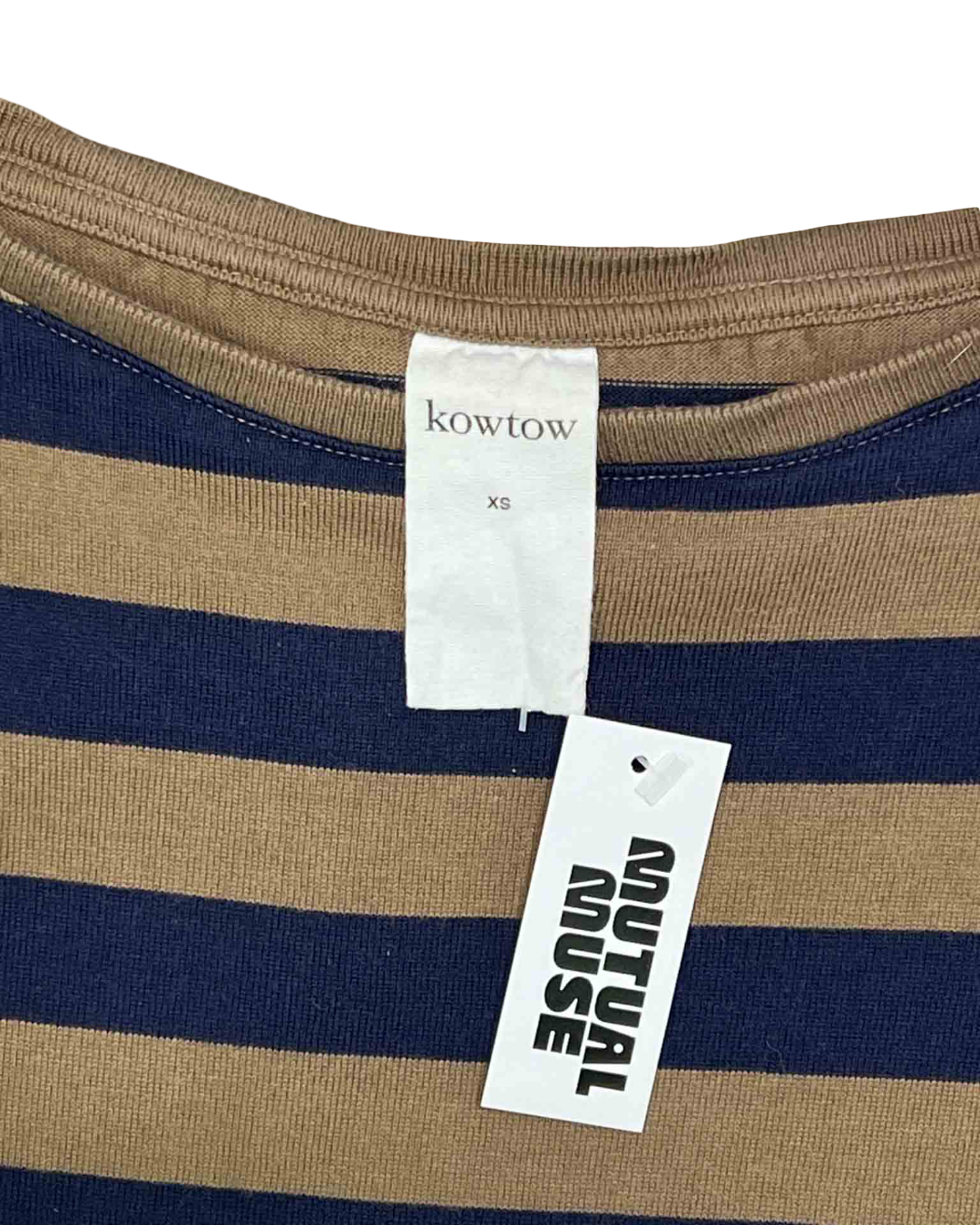 Size XS |  Kowtow Navy and Taupe Stripe Brenton T-shirt Dress
