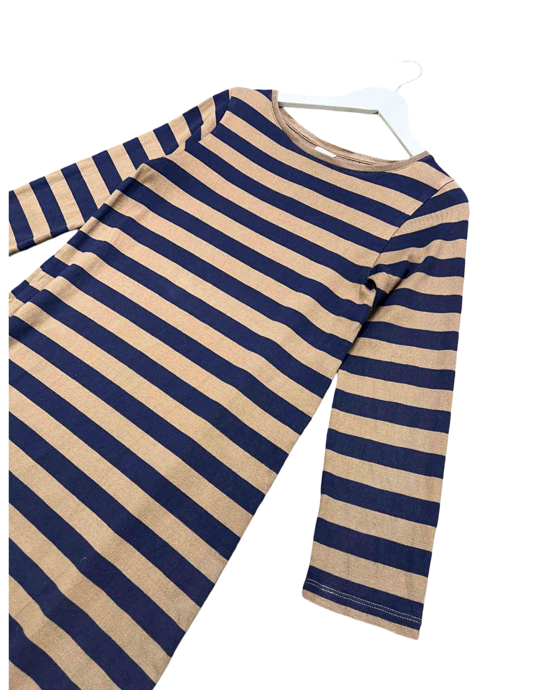 Size XS |  Kowtow Navy and Taupe Stripe Brenton T-shirt Dress