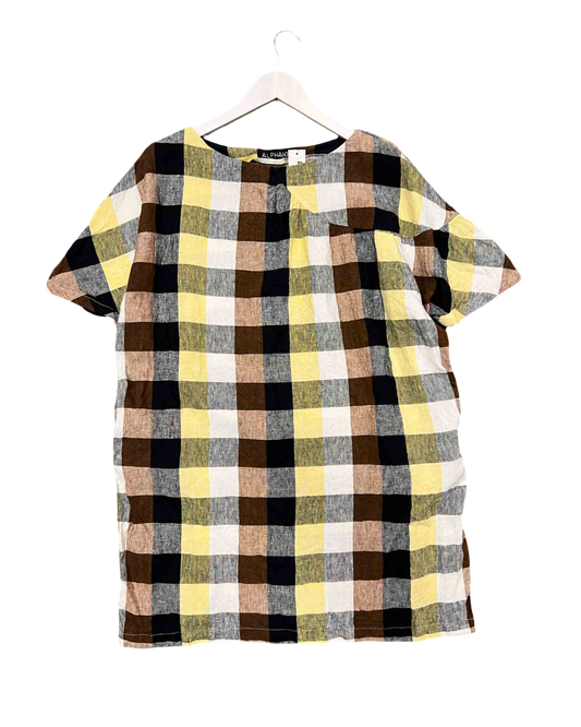 Size L | Alpha60 Linen Check Dress