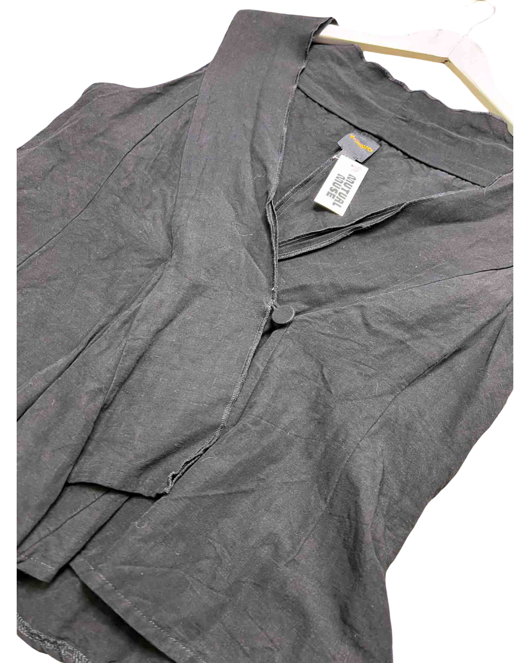 Size 14 (XL) | Kondo Tricot Black Linen Asymmetric Vest