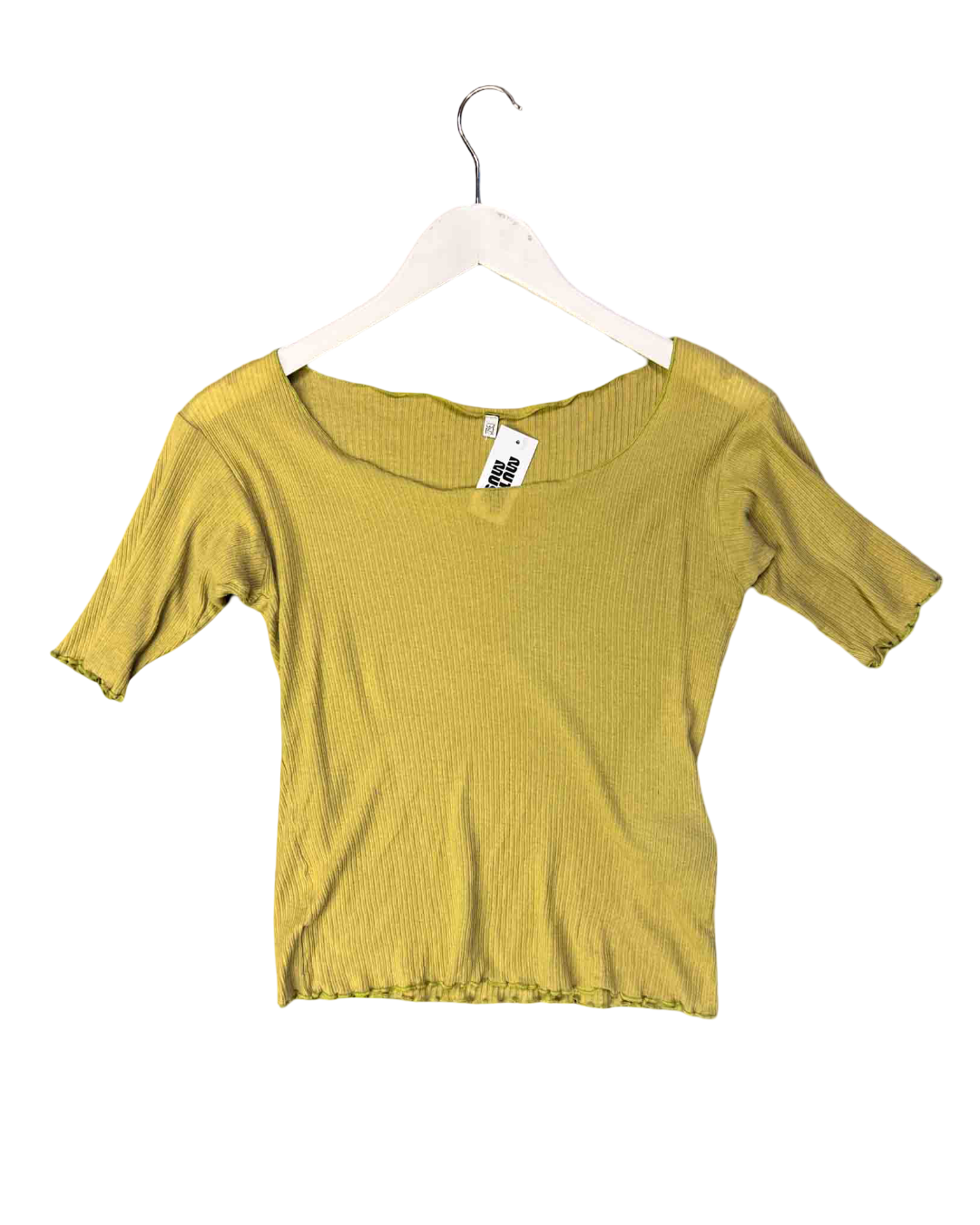 Size M | Baserange Green Ribbed Lettuce Hem Top