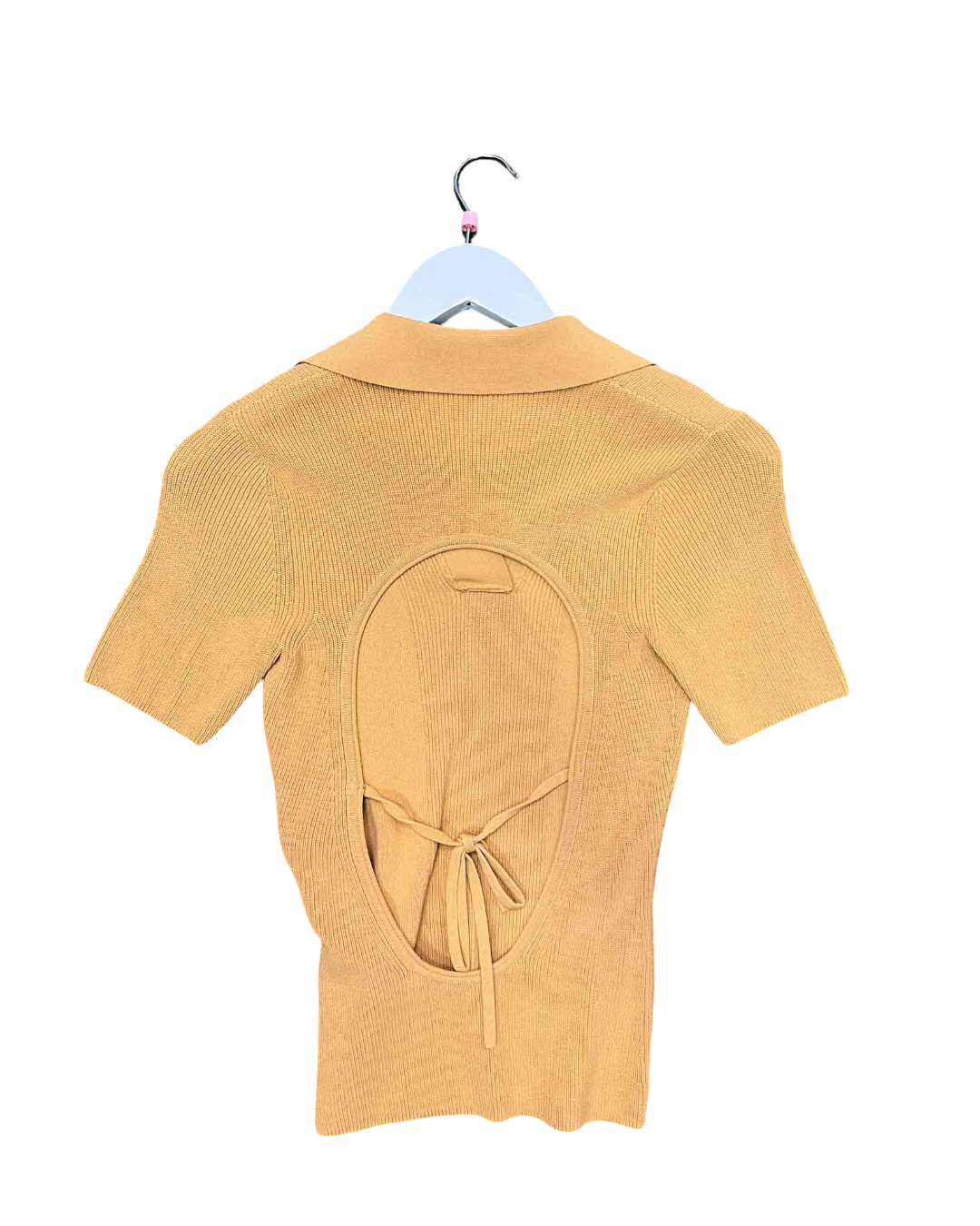 Size S | Jacquemus Tan Knit Polo Top